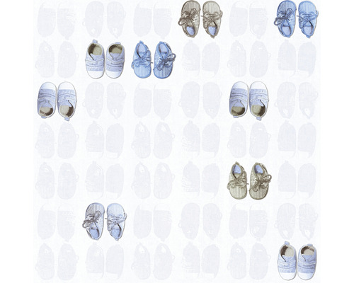 Papier peint intissé 35862-2 Little Stars chausssons de bébé bleu Papier peint avec des chaussures de bébé