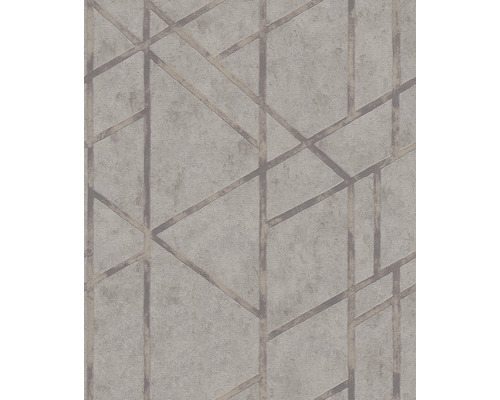 Tapete mit geometrischem Linienmuster auf Putzoptik