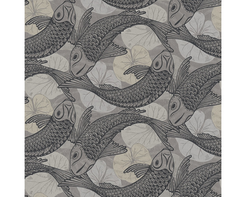 Papier peint avec motif de poissons et de feuilles de nénuphar