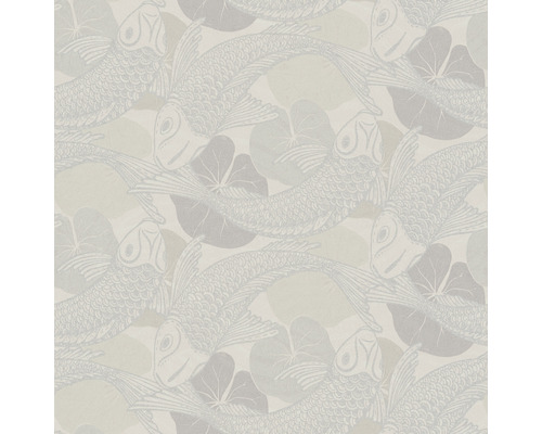 Papier peint avec motifs de carpes koï et de nénuphars