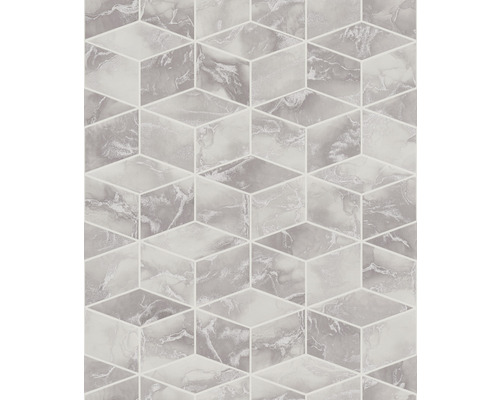 Tapete mit geometrischem Würfelmuster in Marmoroptik