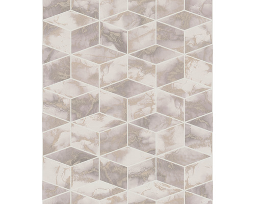 Tapete mit geometrischem Würfelmuster in Marmoroptik