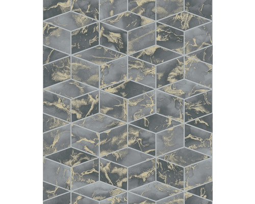 Papier peint à motif de cubes aspect marbre