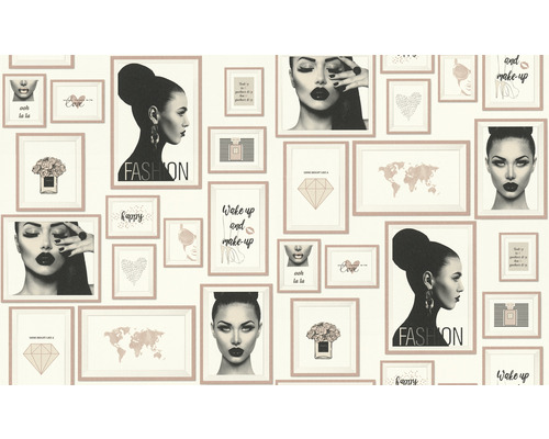 Papier peint avec des motifs de mode et de beauté dans un cadre photo