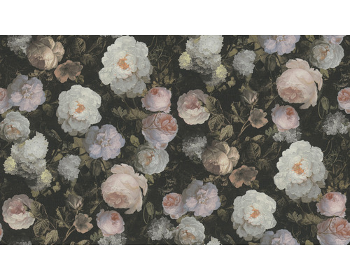 Papier peint à motif de roses sur fond sombre