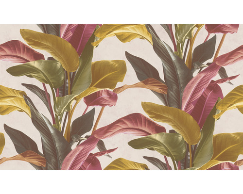 Papier peint avec feuilles tropicales