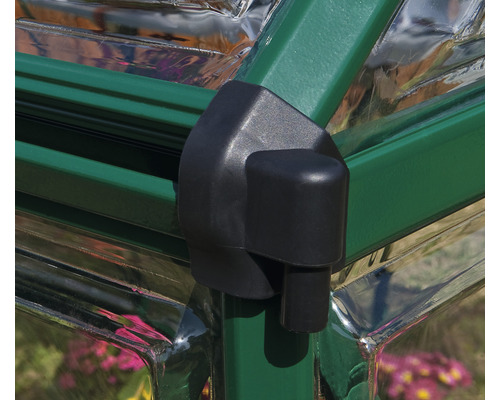 Vue détaillée d''une fixation de serre en plastique.