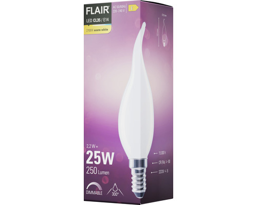 Lampe LED FLAIR CL35 E14, 2700 Kelvin, blanc chaud