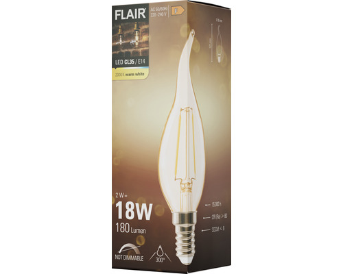 FLAIR LED Leuchtmittel CL35 E14, 2000K warmweiss, nicht dimmbar