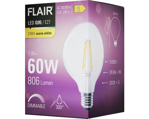 Flair LED Leuchtmittel G95 E27 auf Verpackung