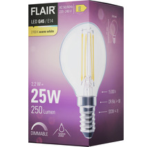 FLAIR LED Tropfenlampe dimmbar G45 E14/2,2W(25W) 250 lm 2700 K warmweiss klar