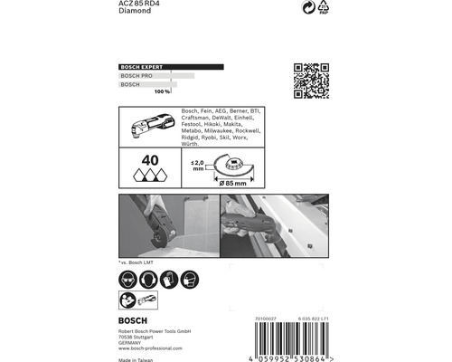 Informations sur la lame de scie diamantée Bosch ACZ 85 RD4