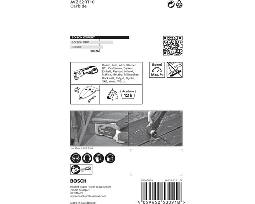 Lame de scie oscillante Bosch AVZ 32 RT10 Carbide, compatible avec différentes marques