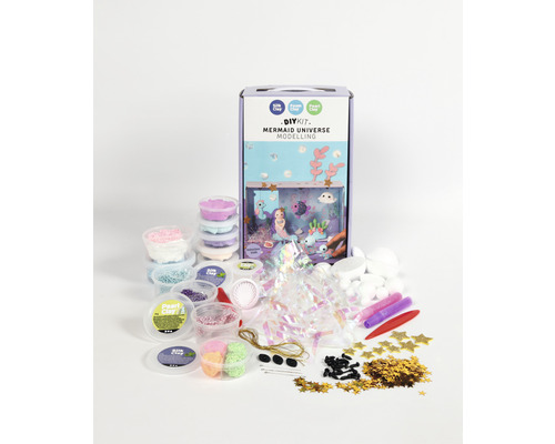 Kit de bricolage Univers sirène Modélisation avec Silk Clay, Foam Clay, Pearl Clay, étoiles et accessoires