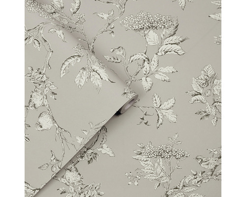 Papier peint à motifs floraux et d''oiseaux