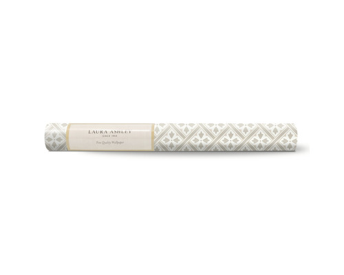 Un rouleau de papier peint Laura Ashley avec un motif géométrique.
