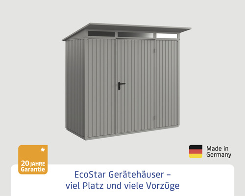 EcoStar Gerätehaus aus Metall mit Pultdach