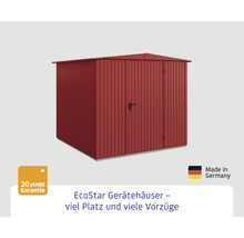 Gartengerätehaus aus Metall mit Doppeltür und zwanzig Jahre Garantie