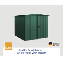 Gerätehaus aus Metall mit Doppeltür und 20 Jahre Garantie