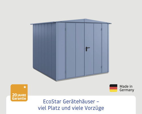 EcoStar Gerätehaus mit Doppeltür und 20 Jahre Garantie