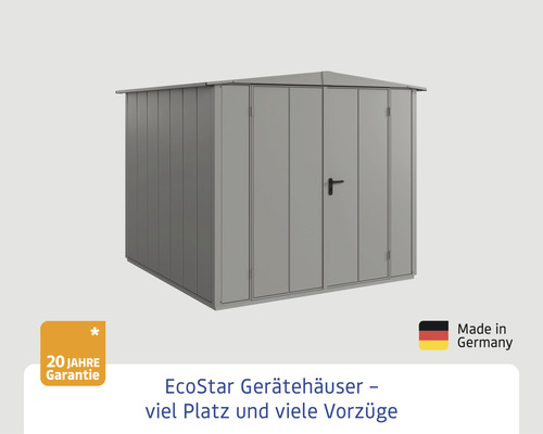 Metall Gerätehaus mit Doppeltür und 20 Jahre Garantie