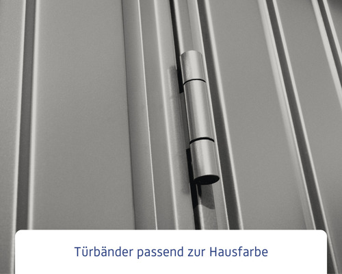 Detailansicht eines Türbandes an einer grauen Tür