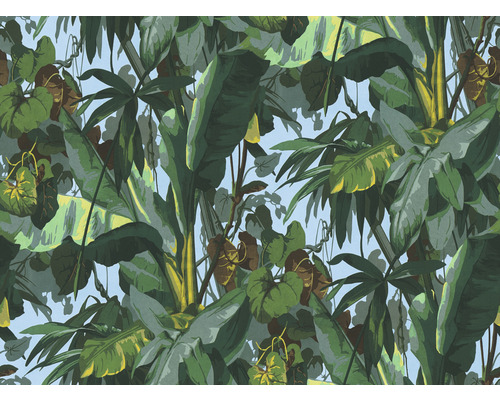 Papier peint tropical avec motifs végétaux