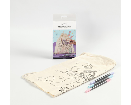 DIY Stoffmalset Meerjungfrau mit Stoffbeutel und Textilstiften