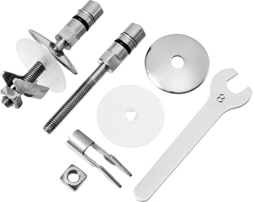 Sanitärbefestigungsset mit Schrauben, Muttern, Unterlegscheiben und Schraubenschlüssel