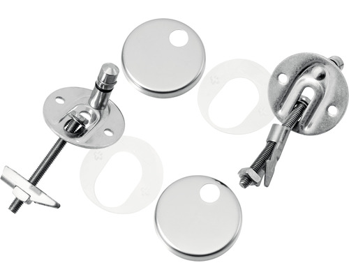 Befestigungsset für WC-Sitze aus Metall, bestehend aus Schrauben, Muttern und Abdeckungen