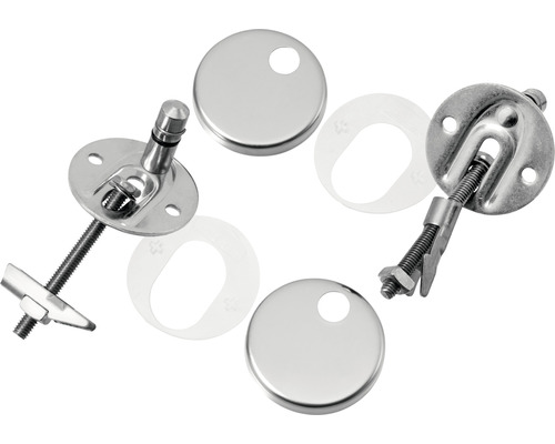 Befestigungssatz für WC-Sitze mit Schrauben, Muttern, Scheiben und Abdeckungen