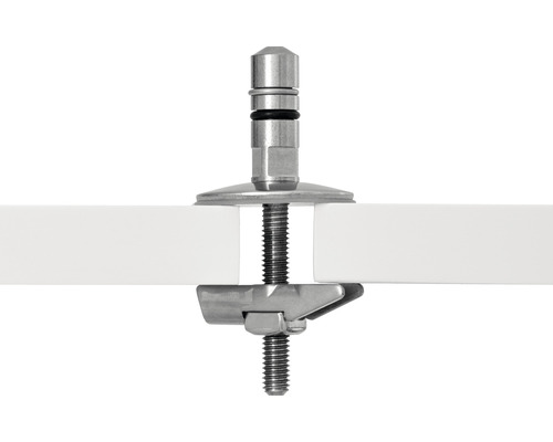 Élément de fixation en métal pour assembler deux éléments blancs