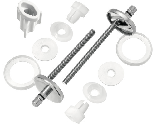 Kit de fixation pour siège de toilette avec vis, rondelles et caches