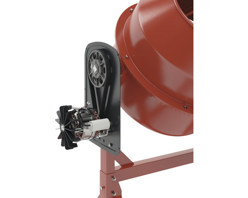 Vue détaillée d'une bétonnière avec moteur