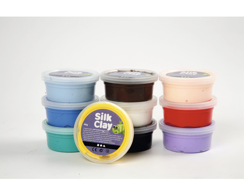 Pâte à modeler Silk Clay multicolore dans des récipients en plastique