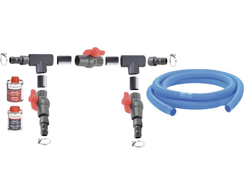 Montagezubehör für Pool mit Poolschlauch, Klebstoff, Kugelhahn und T-Stück
