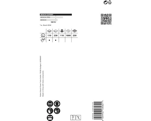 Bosch Expert, Bosch Pro et graphique de comparaison Bosch avec détails techniques et consignes de sécurité.