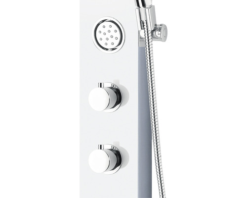 Panneau de douche avec douchette, pomme de douche et commandes