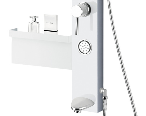 Panneau de douche avec étagère pour salle de bain