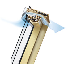 Schnittansicht eines Dachfensters zur Veranschaulichung der Belüftung