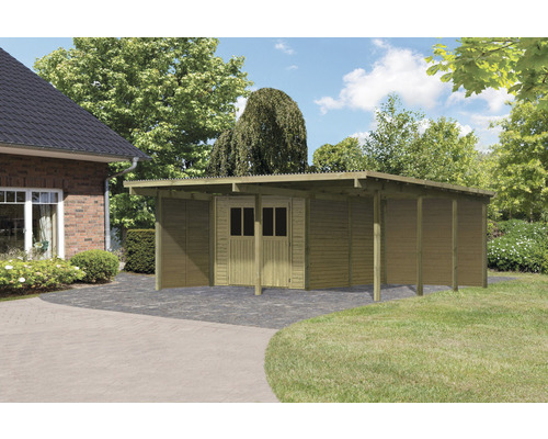 Garage en bois avec remise de jardin