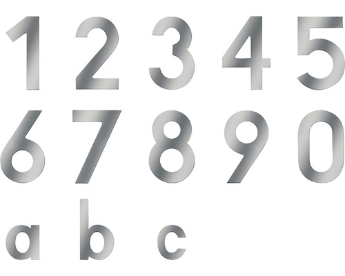 Numéros de maison en métal de zéro à neuf et lettres a, b, c