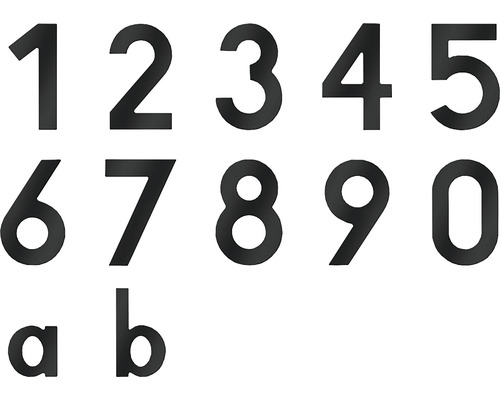 Numéros de maison de 0 à 9 et lettres a, b
