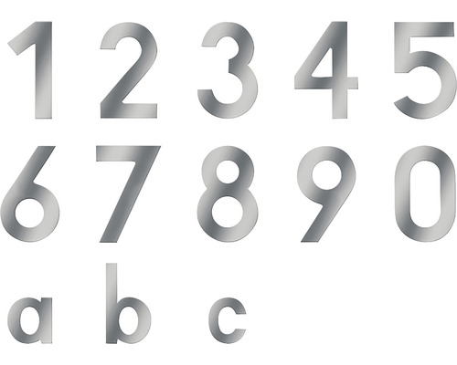 Numéros de maison en métal : chiffres de 1 à 9, 0 et lettres a, b, c
