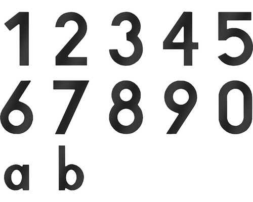 Numéros de maison et lettres de zéro à neuf ainsi que a et b