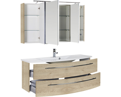 Ensemble de meubles de salle de bain avec meuble sous-lavabo, lavabo et armoire de toilette