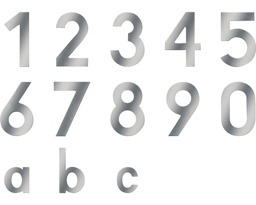 Numéros de maison en acier inoxydable, chiffres 1 à 9, 0 et lettres a, b, c