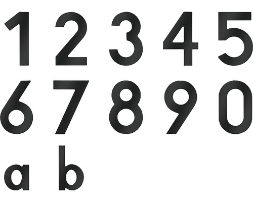 Numéros de maison et lettres de 0 à 9, a et b