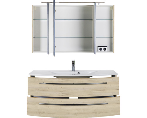 Waschtischkombination mit Spiegelschrank und Waschbecken