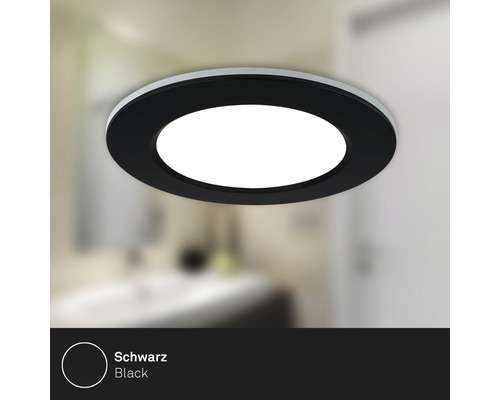 Plafonnier LED rond noir dans la salle de bain